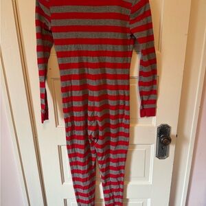 Christmas pajamas Red and Gray Striped One Piece